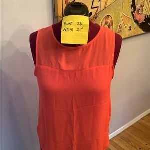 Sheer on top sleeveless tunic in orange